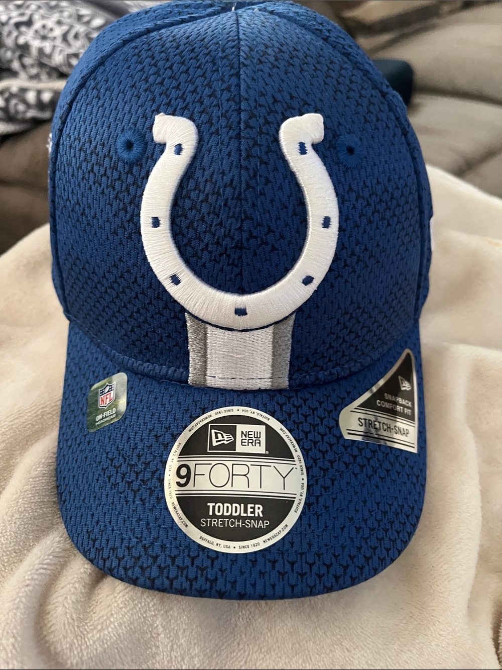 New Era Blue and White Colts Toddler Stretch-Snap Cap